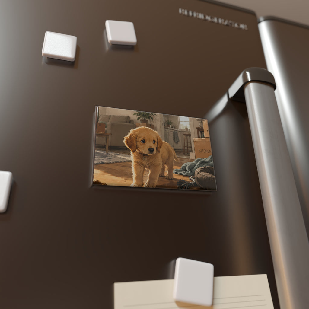 Exploring My New Home — Cute Golden Retriever Puppy Magnet