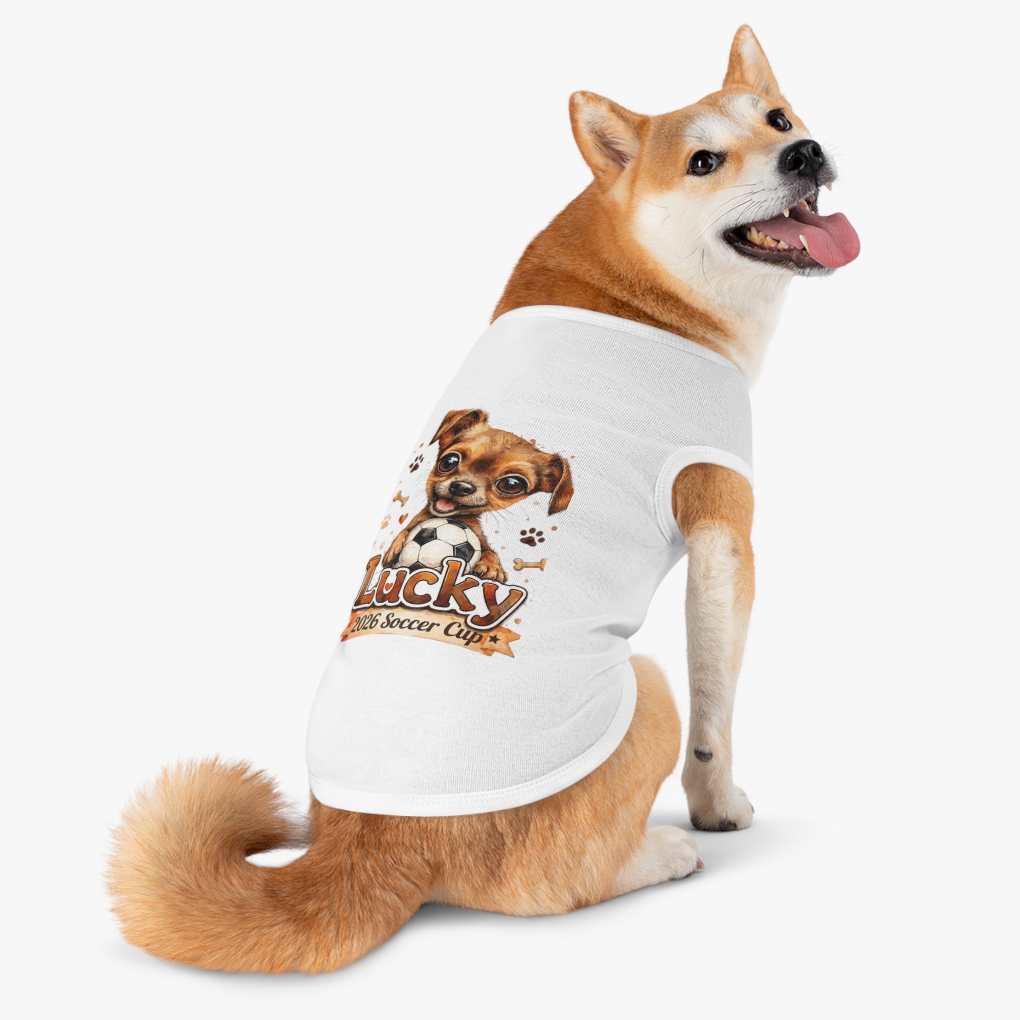 Lucky Puppy Soccer Pet Tank Top — Cute Dog Graphic Shirt for Dogs
