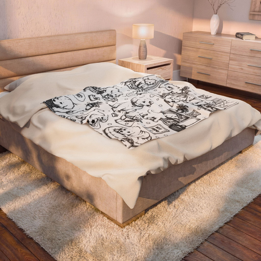 Welcome Home Little Golden — Adorable Puppy Adventure Velveteen Throw