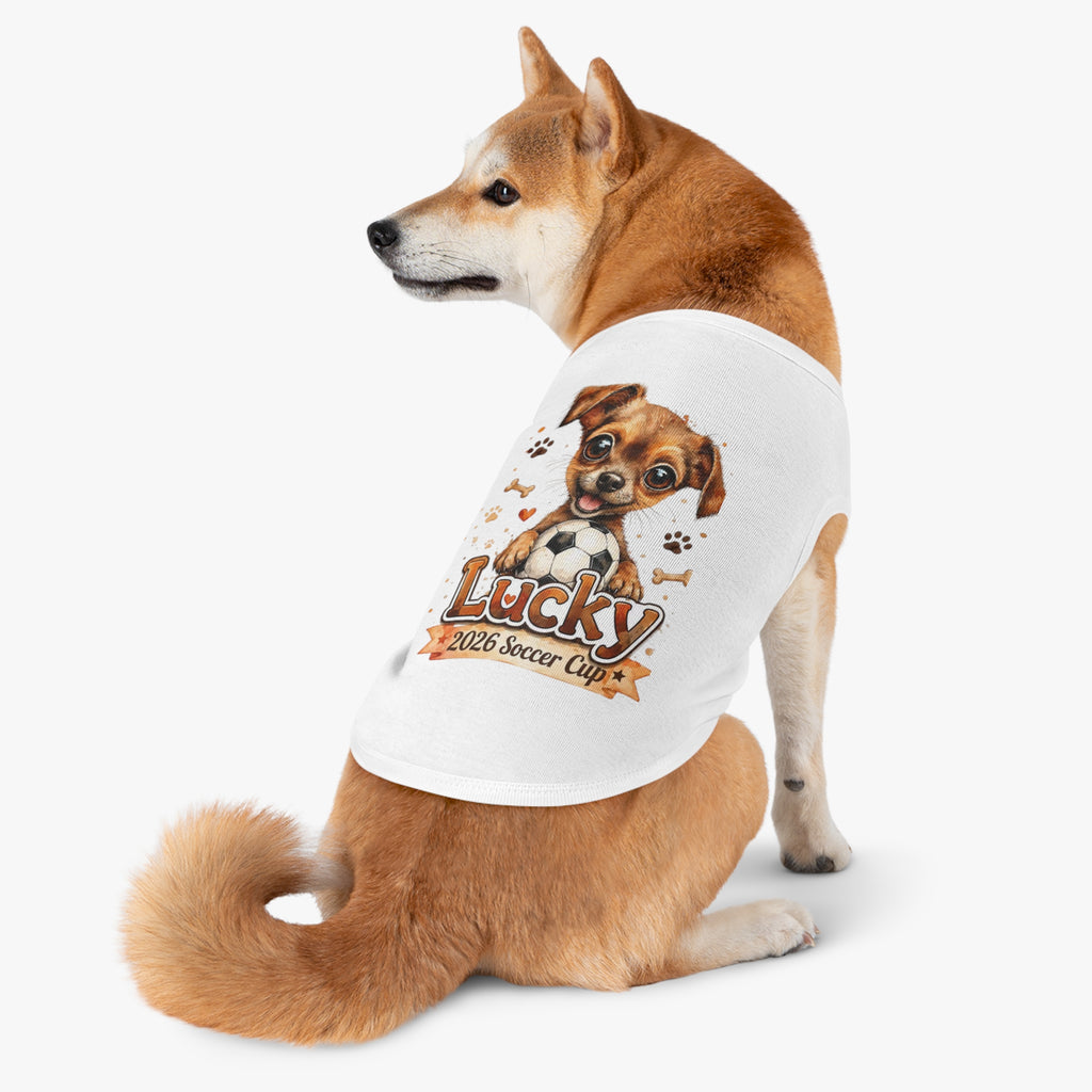 Lucky Puppy Soccer Pet Tank Top — Cute Dog Graphic Shirt for Dogs