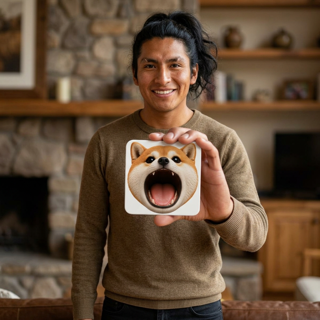 Shiba Inu Yawn Cork Coaster Set — Cute Dog Drink Coasters (4-Pack)