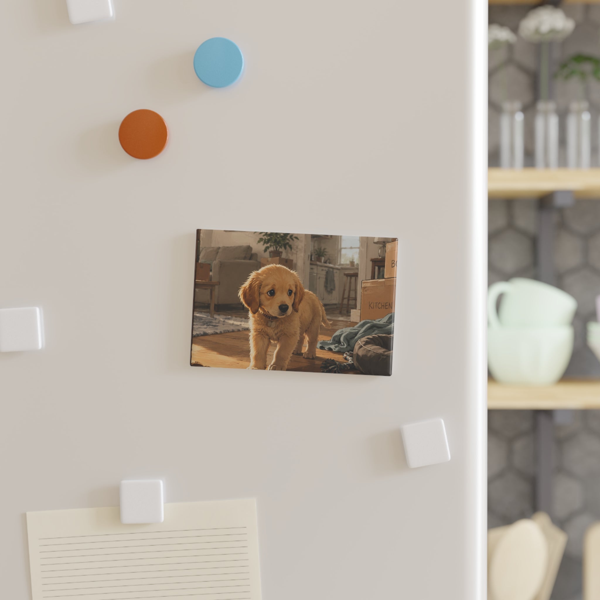 Exploring My New Home — Cute Golden Retriever Puppy Magnet