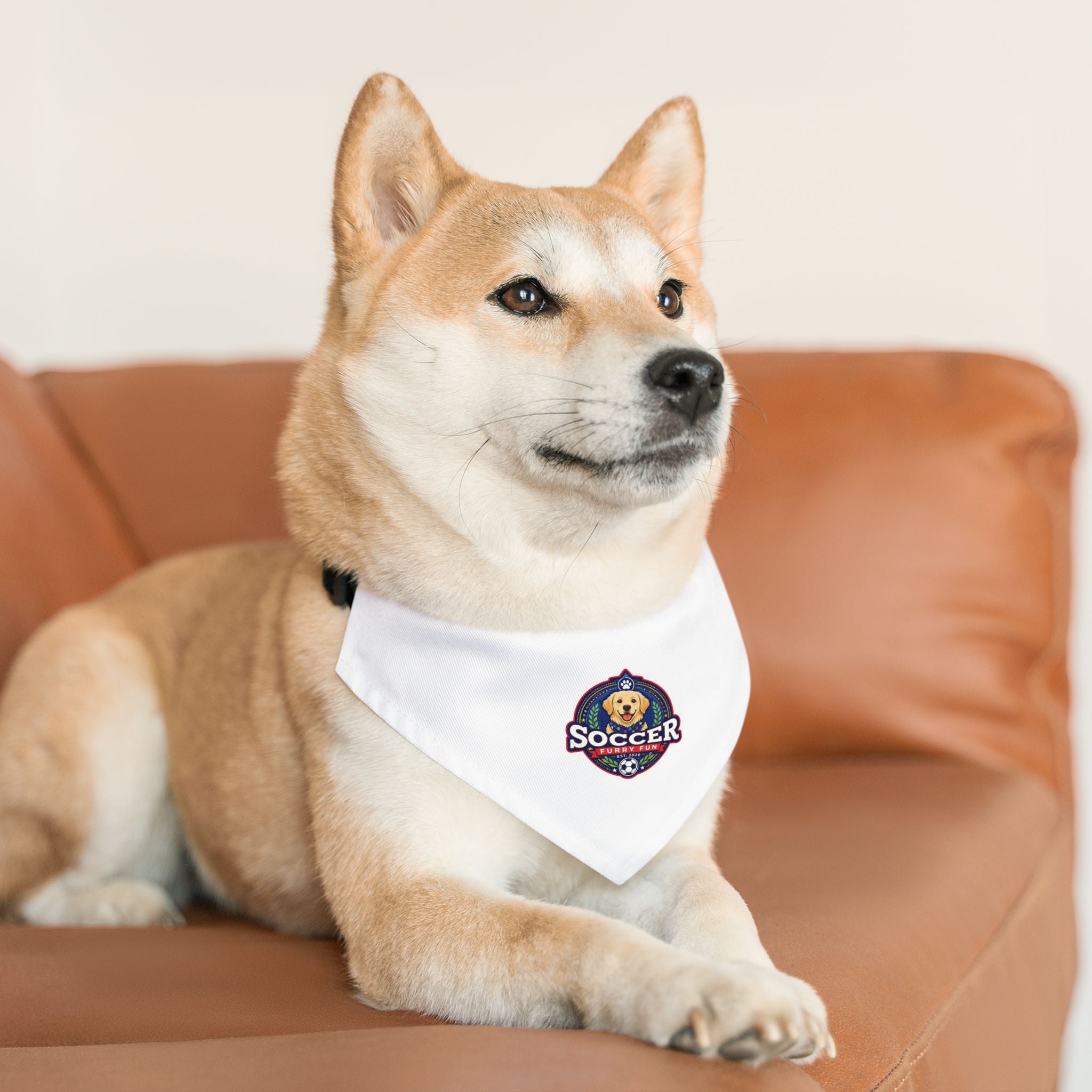 Cute Soccer Pup Dog Bandana - Sporty Dog Collar Bandana, Adorable Pet Accessory for Soccer Fans